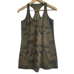 Lululemon  Womens Green Army Camouflage Camo Tank Top Workout Size 8